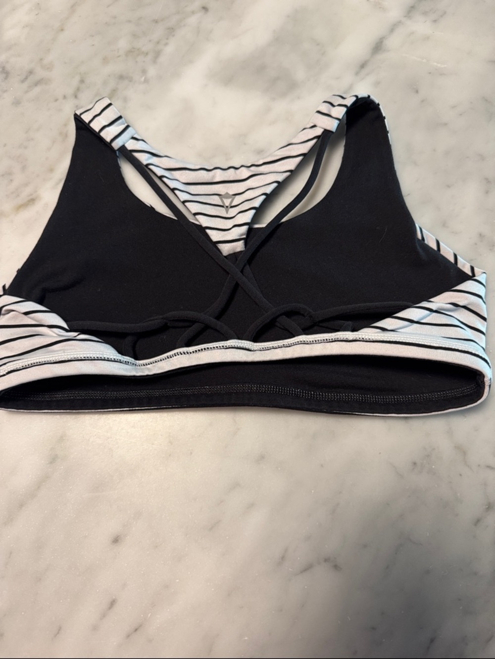 Ivivva Black Strappy Sports Bra with White Striped Trim